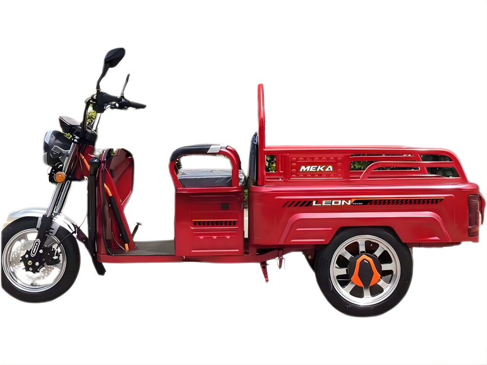 MEKA LEON 3 TEKERLEKLİ KASALI KIRMIZI ELEKTRİKLİ MOTOSİKLET